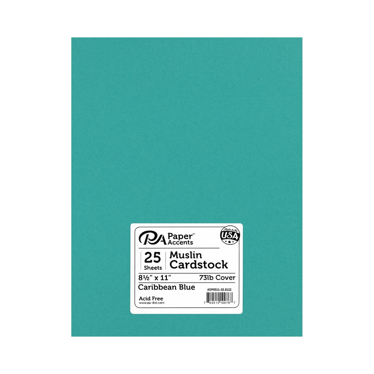 PA Paper Accents Textured Cardstock 8.5" x 11" Caribbean Blue, 73lb colored cardstock paper for card making, scrapbooking, printing, quilling and crafts, 25 piece pack